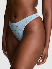 Victoria's Secret Pink Icy Blue Dog Print Thong Knickers - Image 1 of 2