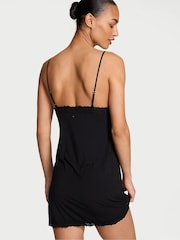 Victoria's Secret Black Modal Lace Trim Tie Front Slip Dress - Image 2 of 2