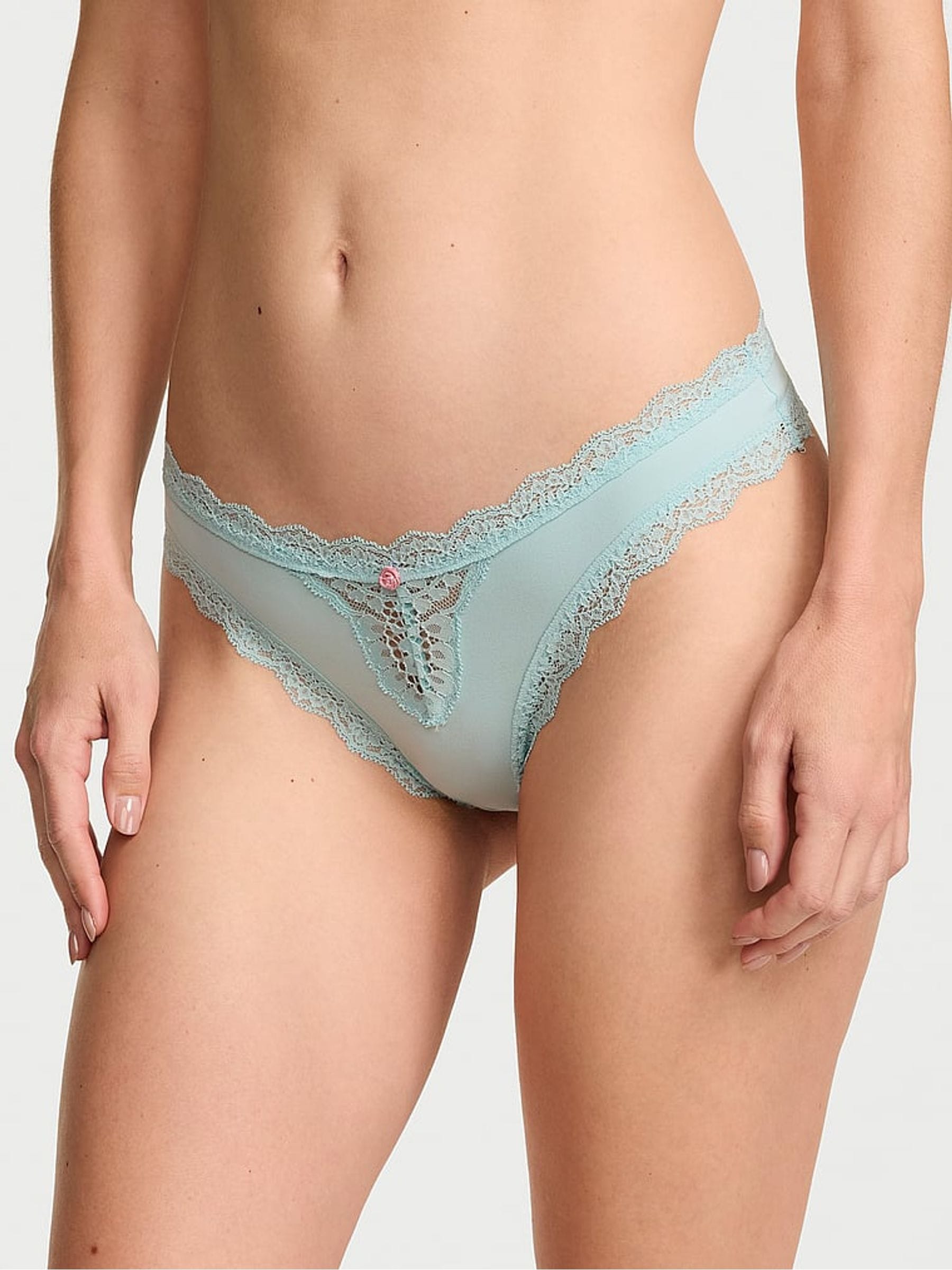 Victoria's Secret Canal Blue Lace Trim Thong Knickers