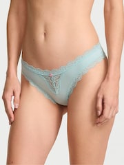Victoria's Secret Canal Blue Lace Trim Thong Knickers - Image 1 of 2