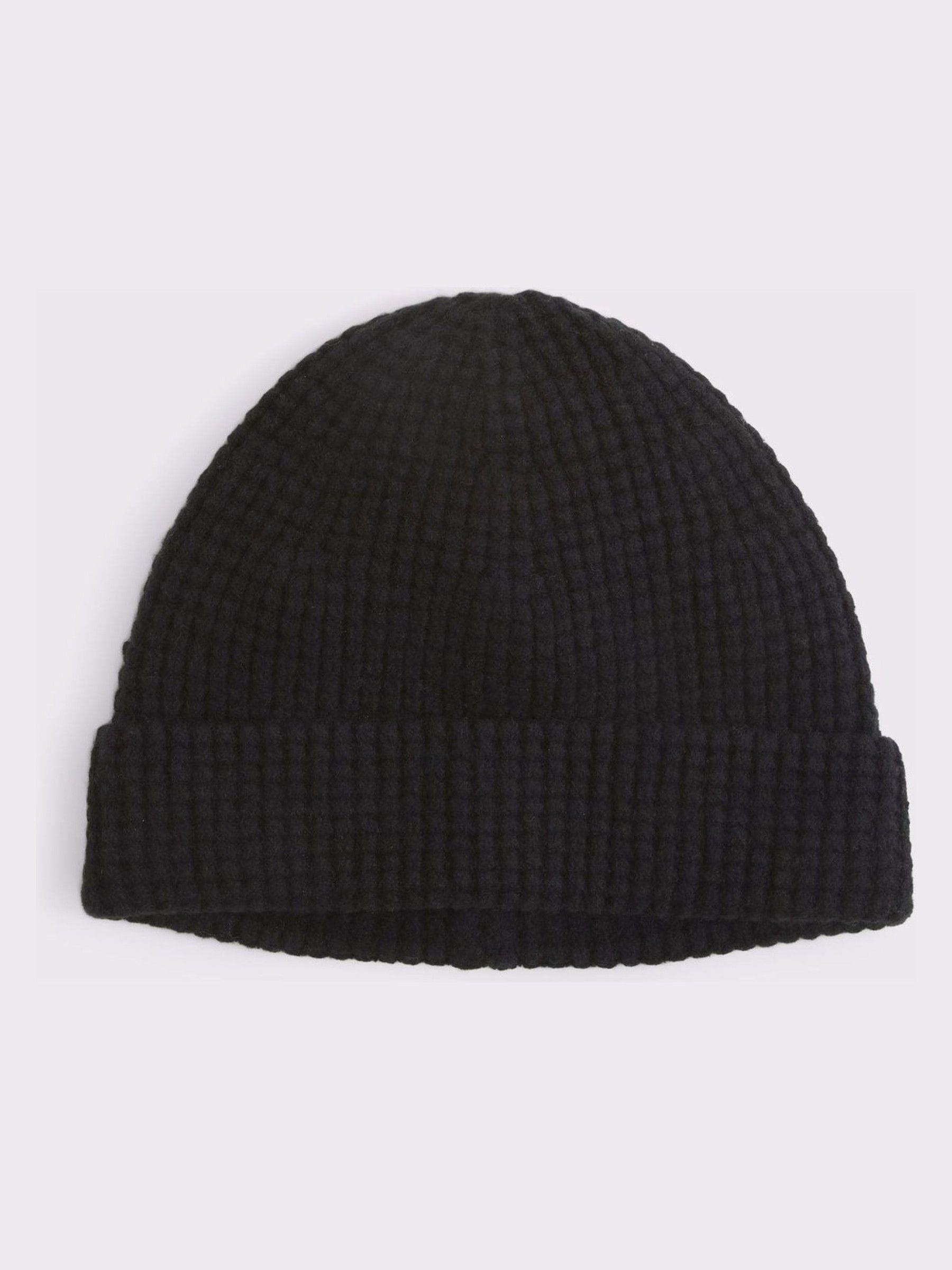 Buy Abercrombie Fitch Black Waffle Knit Short Beanie Hat from