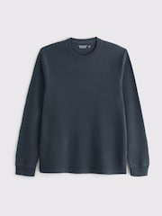 Abercrombie & Fitch Blue Waffle Long Sleeve Crew Neck T-Shirt - Image 1 of 2