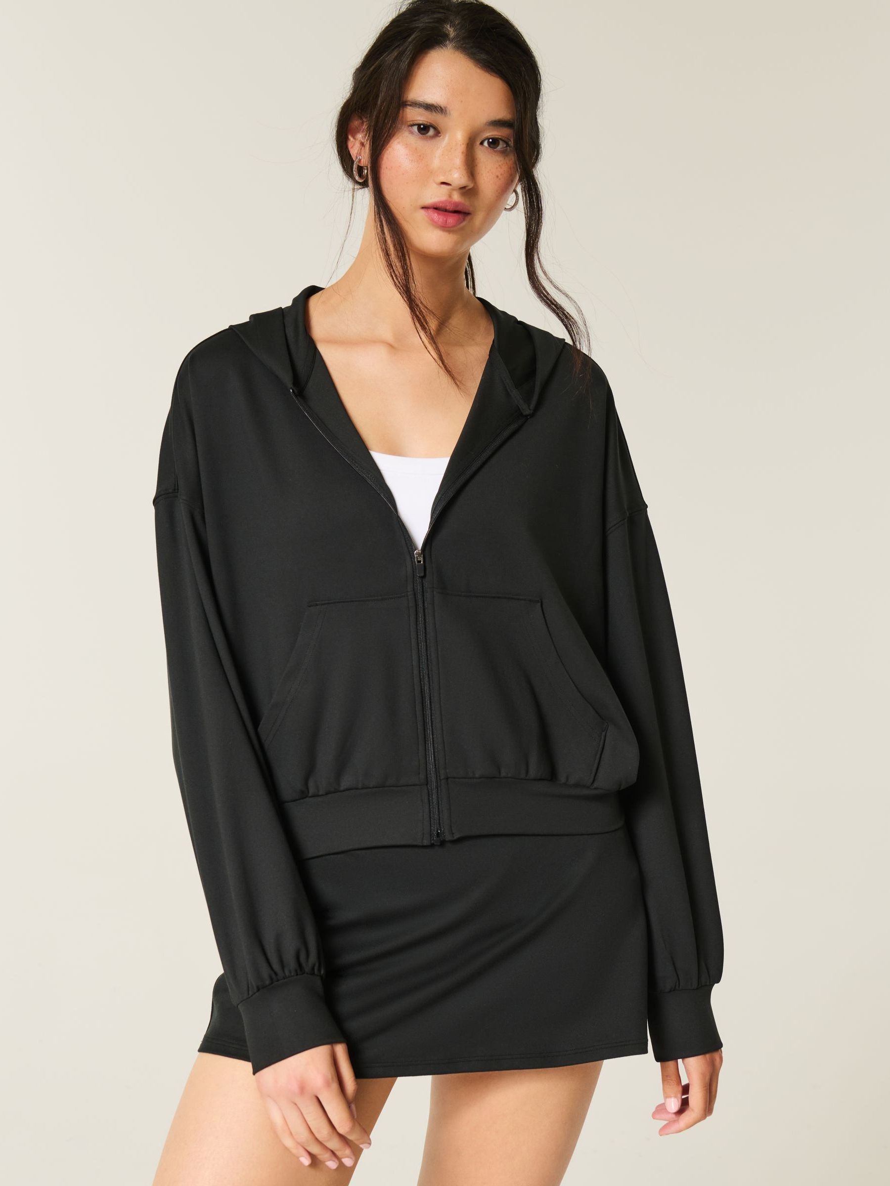 ウォーキング・ランニングウェア answer4 PowerGridFull-ZipHoodie XS BLACK Women's Velocity 4-Way Stretch Performance Full Zip Hoodie – Storm