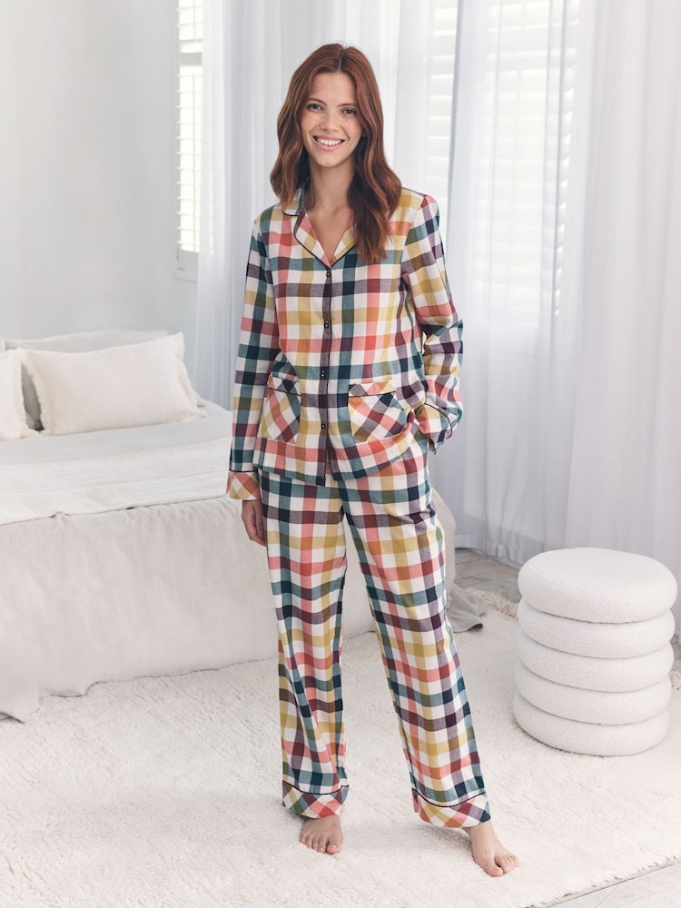 Chelsea Peers Cotton Gingham Check Long Pyjamas Set Multi - صورة 1 من 7 Chelsea Peers Cotton Gingham Check Long Pyjamas Set Multi - صورة 1 من 7
