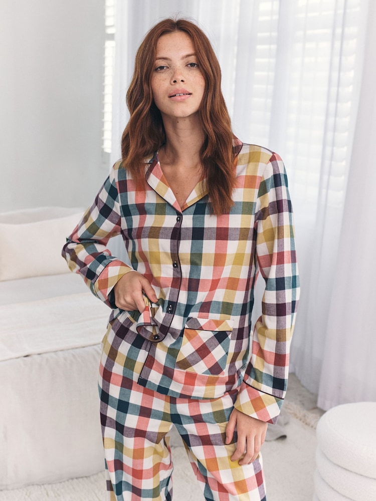 Chelsea Peers Cotton Gingham Check Long Pyjamas Set Multi - صورة 2 من 7 Chelsea Peers Cotton Gingham Check Long Pyjamas Set Multi - صورة 2 من 7