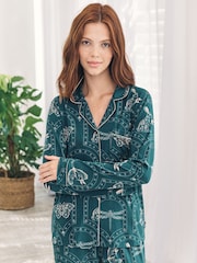 Chelsea Peers Green TENCEL™ Modal Twilight Glade Print Long Pyjamas Set - Image 2 of 6