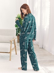 Chelsea Peers Green TENCEL™ Modal Twilight Glade Print Long Pyjamas Set - Image 4 of 6