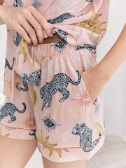 Chelsea Peers Pink Celestial Leopard Print Short Pyjamas Set - Image 4 of 6