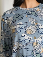 Chelsea Peers Blue Dream Leopard Print Long Pyjamas Set - Image 5 of 5