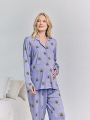 Chelsea Peers Purple Maternity TENCEL™ Modal Bee Print Long Pyjamas Set Lilac - Image 2 of 5
