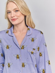 Chelsea Peers Purple Maternity TENCEL™ Modal Bee Print Long Pyjamas Set Lilac - Image 3 of 5