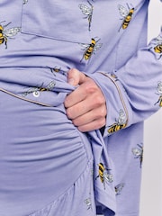 Chelsea Peers Purple Maternity TENCEL™ Modal Bee Print Long Pyjamas Set Lilac - Image 4 of 5