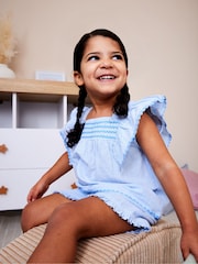 JoJo Maman Bébé Blue Short Woven Pyjamas - Image 1 of 1