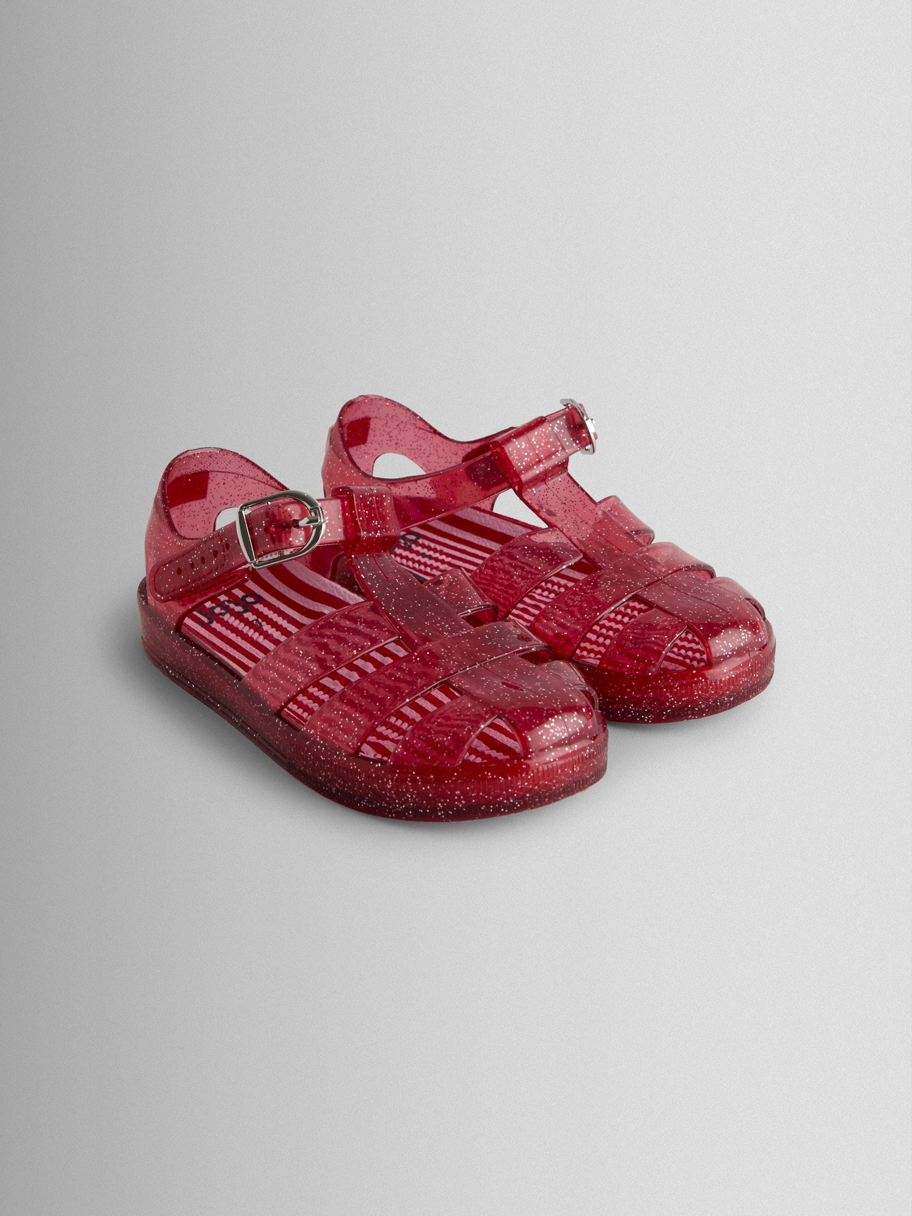 Jojo Maman Bébé Red Glitter Jelly Sandals