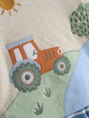 JoJo Maman Bébé Blue Tractor Appliqué 2-Pack Pyjamas - Image 11 of 12
