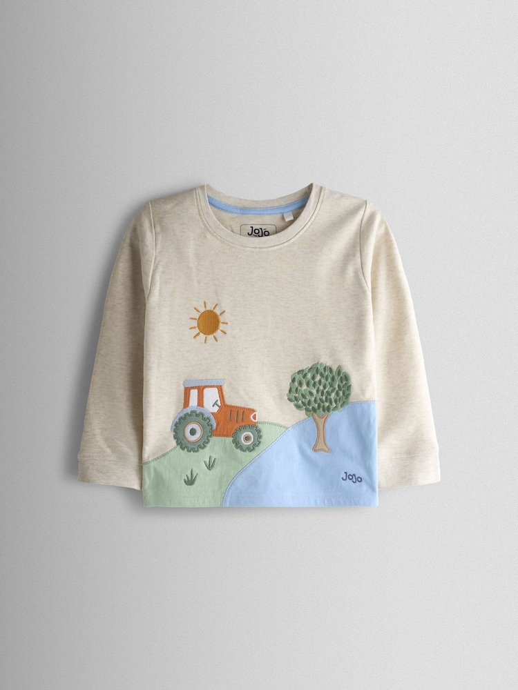 JoJo Maman Bébé Blue Tractor Appliqué 2-Pack Pyjamas - Image 2 of 12