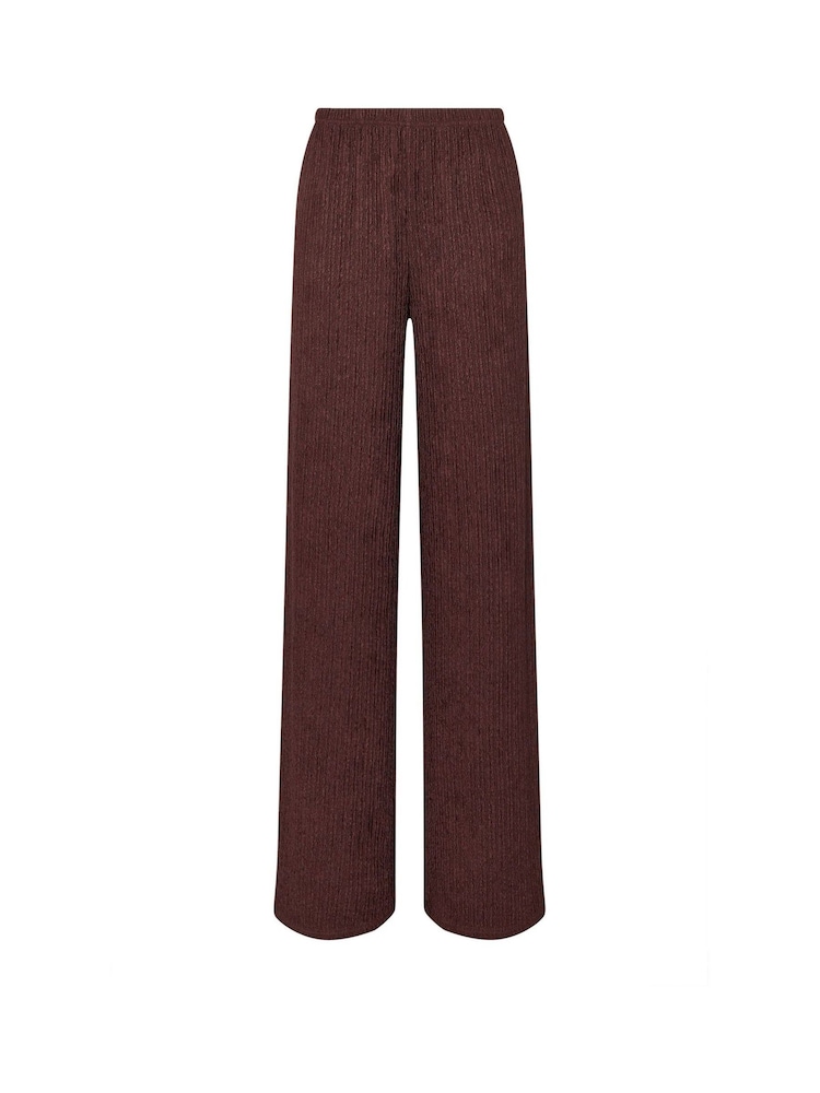 Long Tall Sally Brown Textured Wide Leg Trousers - Image 5 of 5 Long Tall Sally Brown Textured Wide Leg Trousers - Image 5 of 5