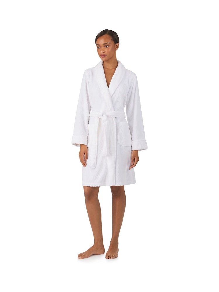 Lauren Ralph Lauren White Chenille So Soft L/S Shawl Collar Short Robe - Image 1 of 5