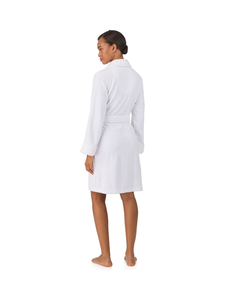 Lauren Ralph Lauren White Chenille So Soft L/S Shawl Collar Short Robe - Image 2 of 5
