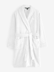 Lauren Ralph Lauren White Chenille So Soft L/S Shawl Collar Short Robe - Image 5 of 5
