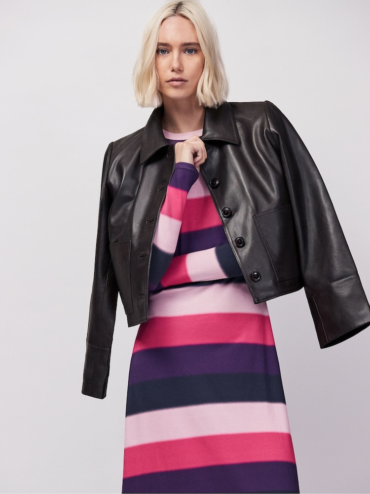 Ro&Zo Pink Blurred Stripe Jersey Dress - Image 3 of 3 Ro&Zo Pink Blurred Stripe Jersey Dress - Image 3 of 3