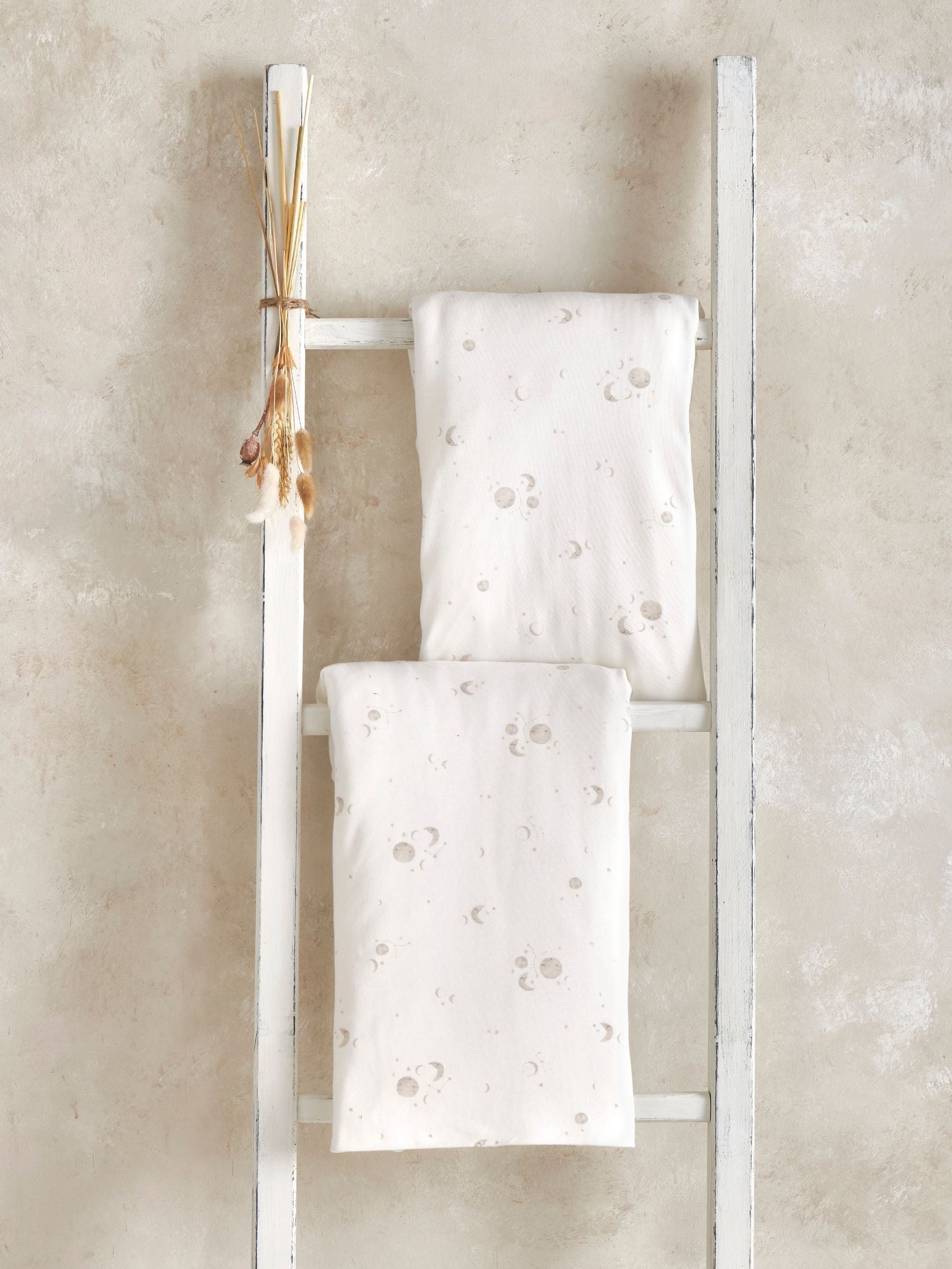 Mamas & Papas Unisex Infant Orchard White 2 Pack 100% Cotton Cotbed Fitted Sheets - Image 3