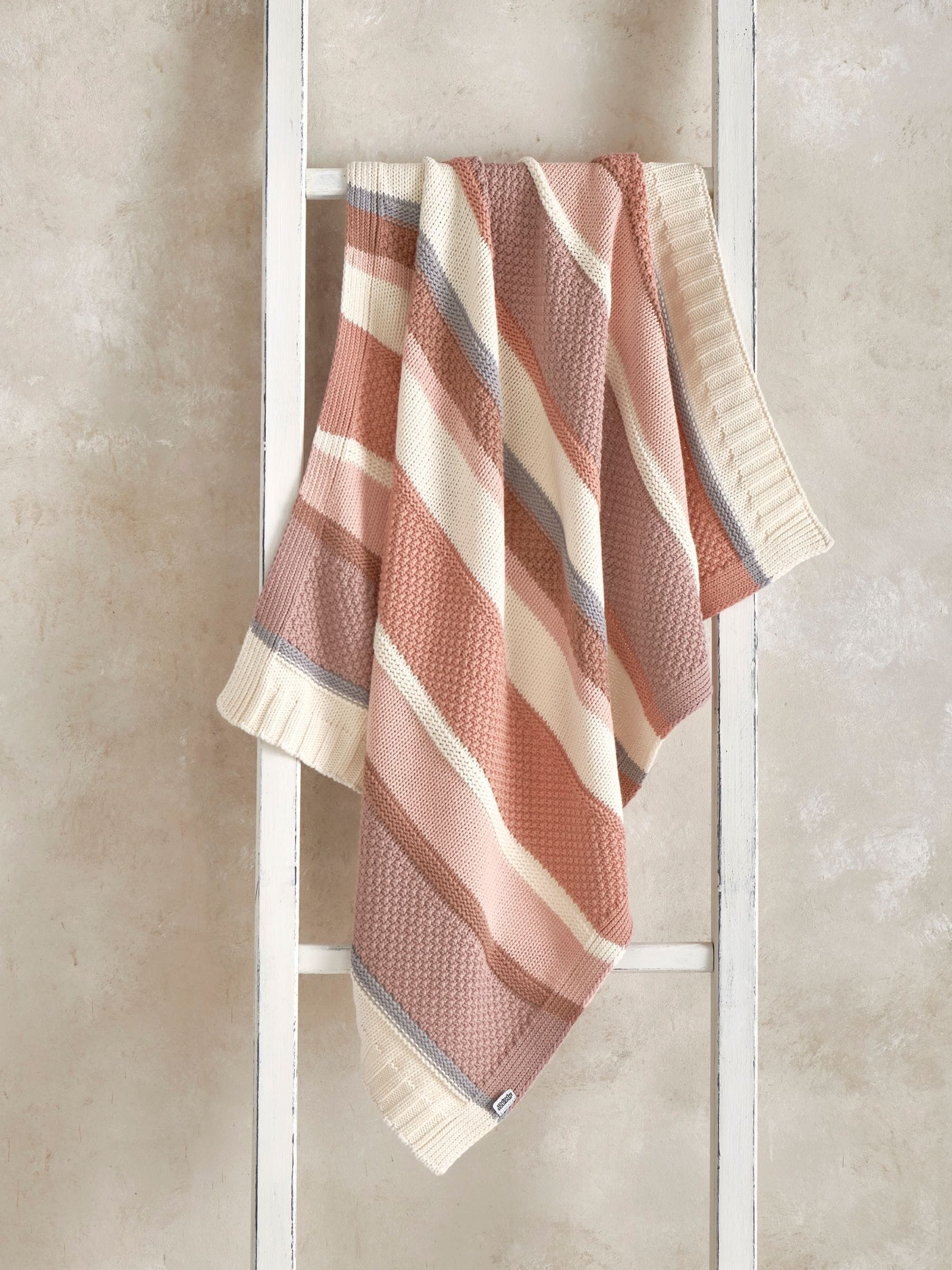 Mamas & Papas Nursery Small Knitted Blanket, Pink Block, 70 X 90 Cm - Image 3