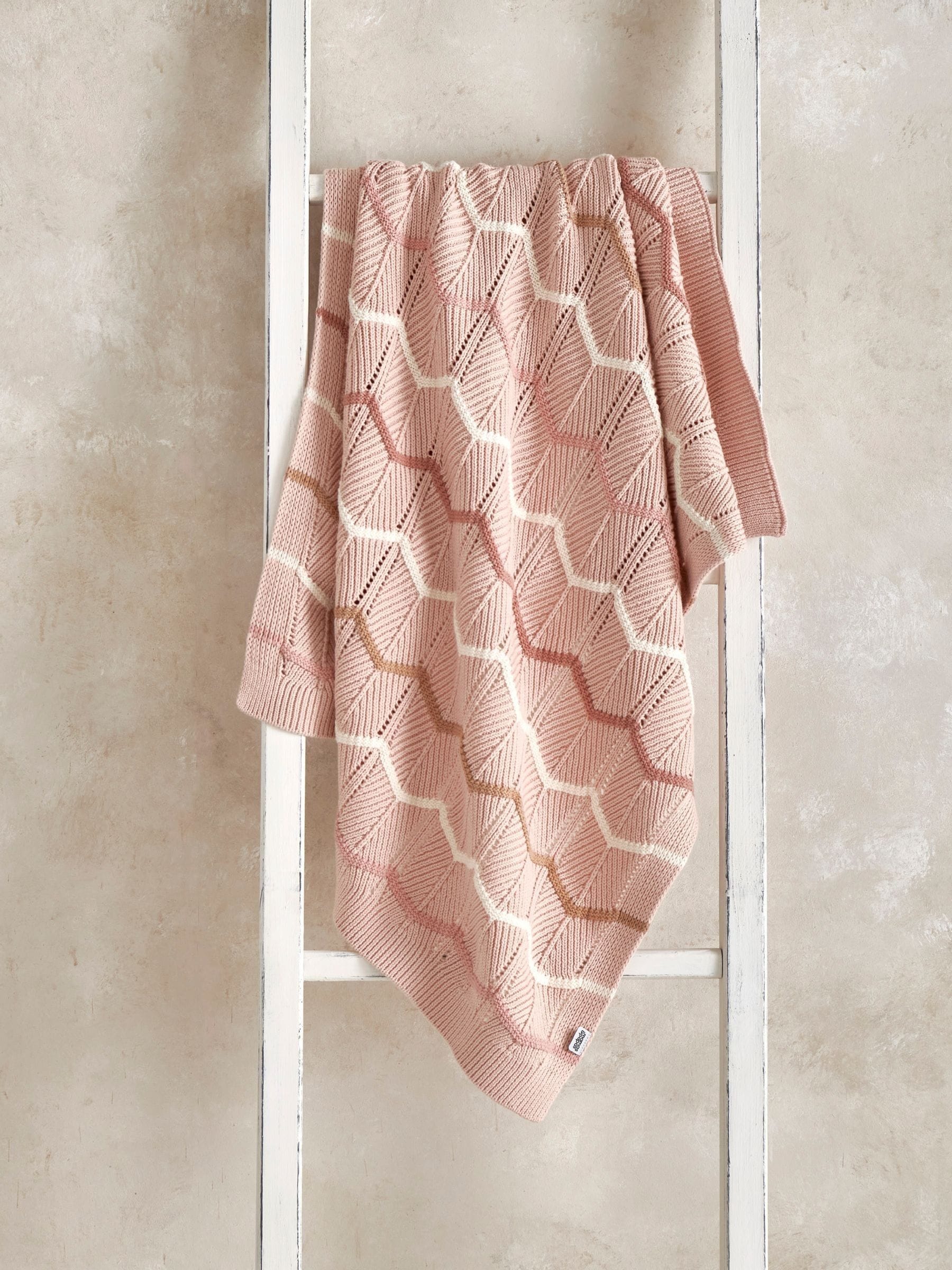 Mamas & Papas Knitted Blanket - Pink Wave - Image 4