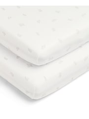 Mamas & Papas White Twin Pack Cotbed Fitted Sheets Bunny - Image 2 of 4