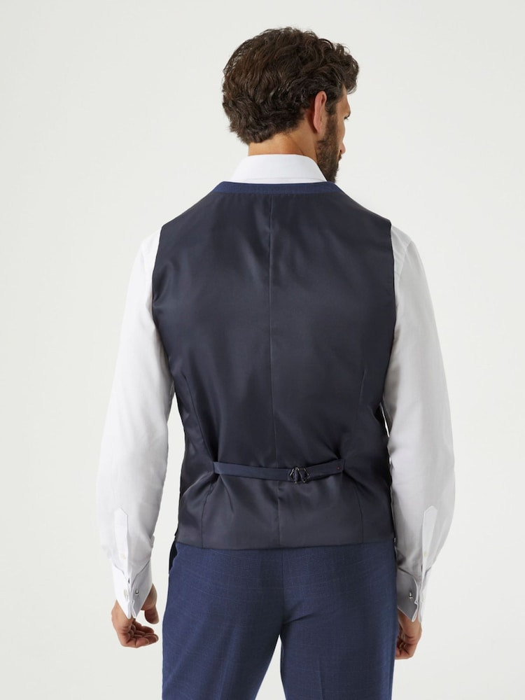 Skopes Blue Guildford Suit Soft Touch Check Waistcoat - Image 2 of 4 Skopes Blue Guildford Suit Soft Touch Check Waistcoat - Image 2 of 4
