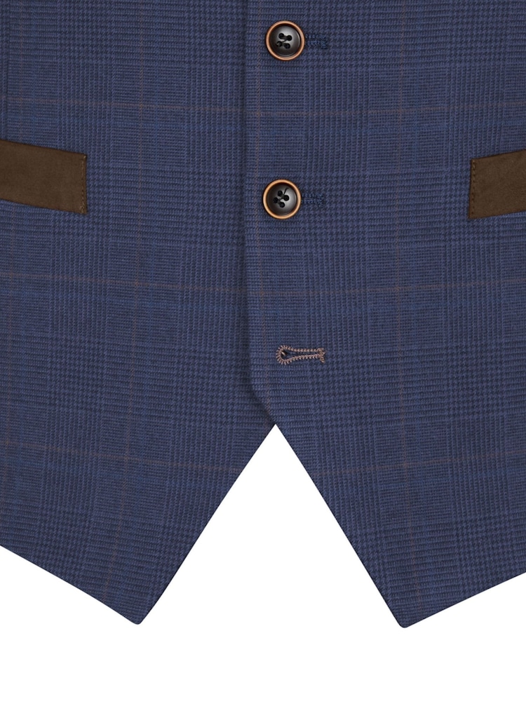 Skopes Blue Guildford Suit Soft Touch Check Waistcoat - Image 4 of 4 Skopes Blue Guildford Suit Soft Touch Check Waistcoat - Image 4 of 4
