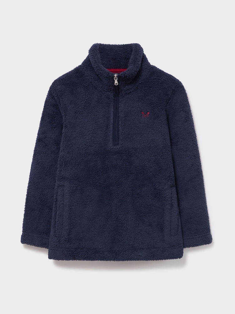 Crew Clothing Blue Borg Half-Zip Fleece - Image 1 of 3