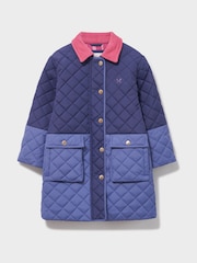 Crew Clothing Blue Hooded Diamond-Quilt Coat - Image 1 of 3