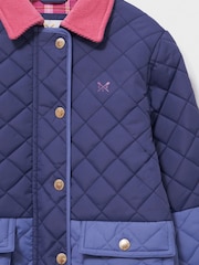 Crew Clothing Blue Hooded Diamond-Quilt Coat - Image 3 of 3