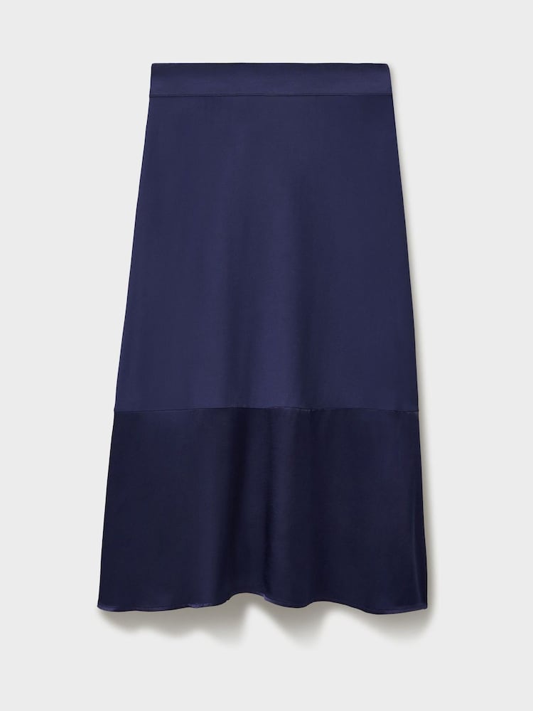 Crew Clothing Blue Rena Satin Midi Skirt - Image 5 of 5