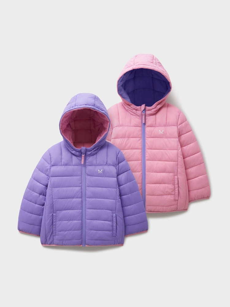 Crew Clothing Pink Lowther Reversible Puffer Jacket - Image 4 of 4 Crew Clothing Pink Lowther Reversible Puffer Jacket - Image 4 of 4
