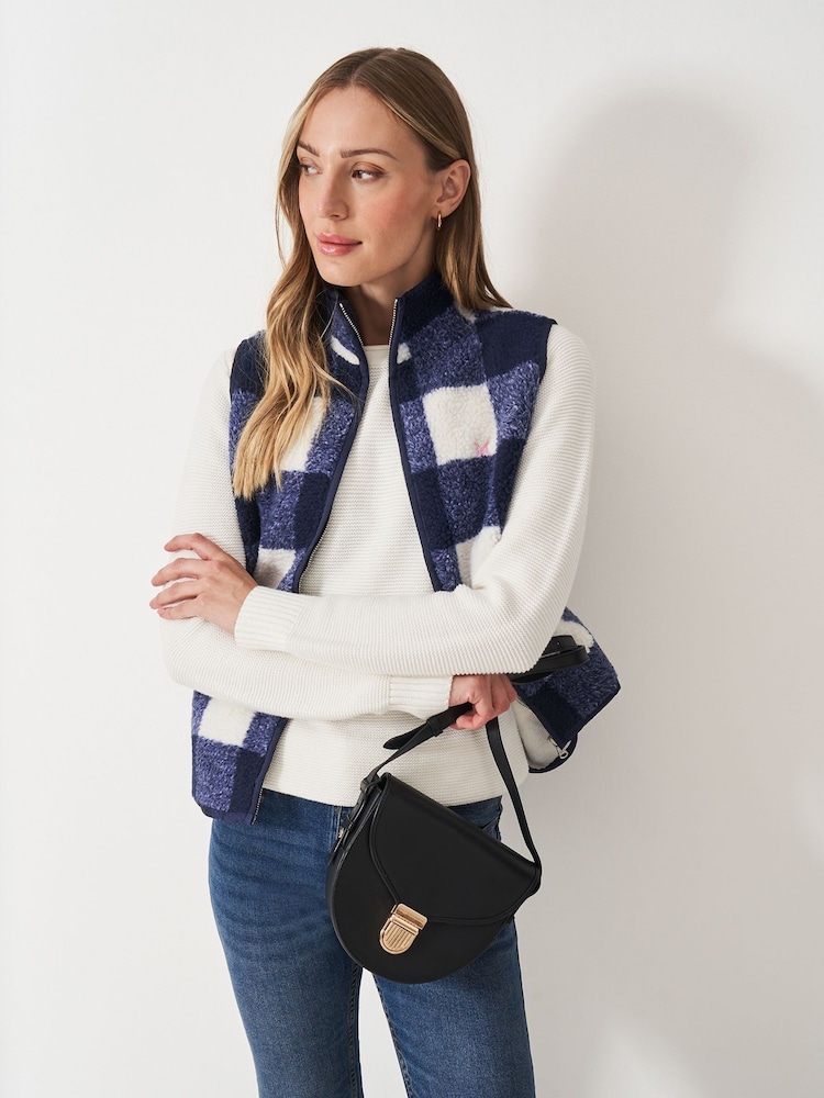 Crew Clothing Blue Boucle Printed Gilet - Image 1 of 5 Crew Clothing Blue Boucle Printed Gilet - Image 1 of 5