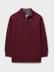 Crew Clothing Red Classic Cotton Half-Zip Jumper - Image 1 of 3