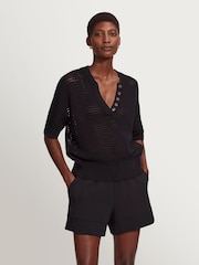 Varley Black Callie Knit Top - Image 6 of 8
