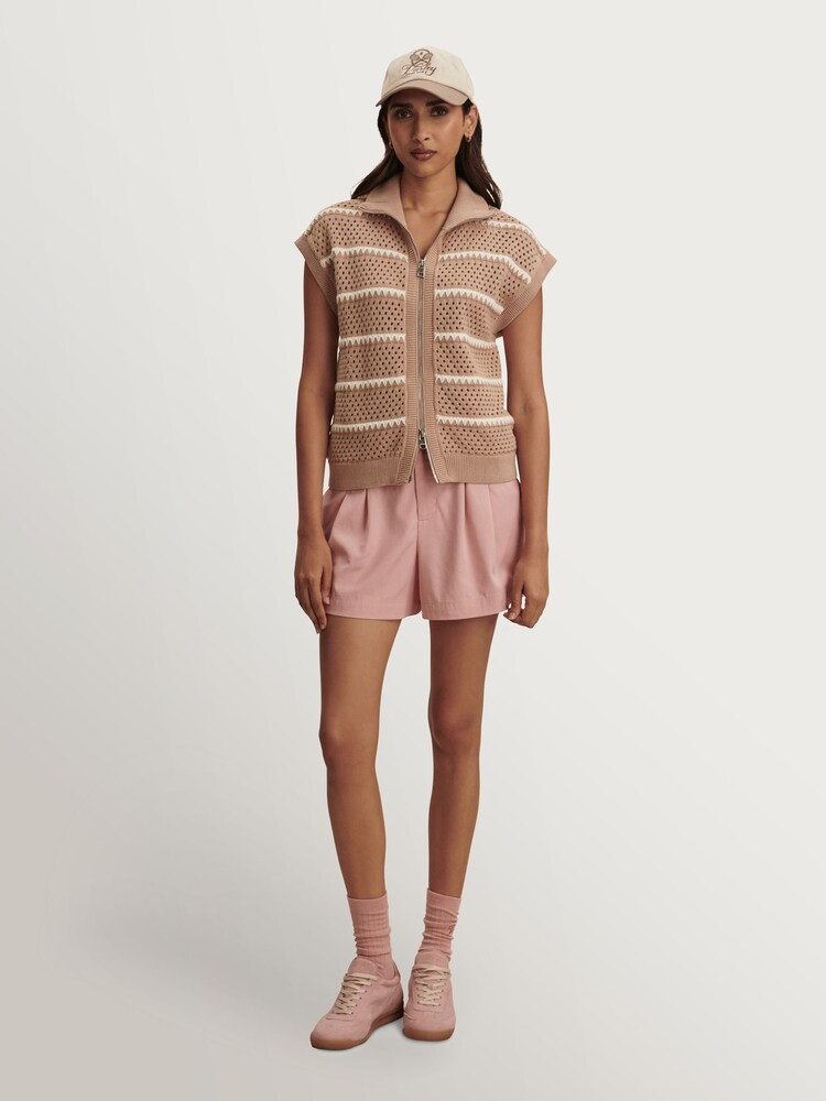 Varley Light Taupe Haney Zip Through Knit Jumper - Image 2 of 9 Varley Light Taupe Haney Zip Through Knit Jumper - Image 2 of 9