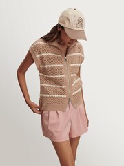 Varley Light Taupe Haney Zip Through Knit Jumper - Image 5 of 9