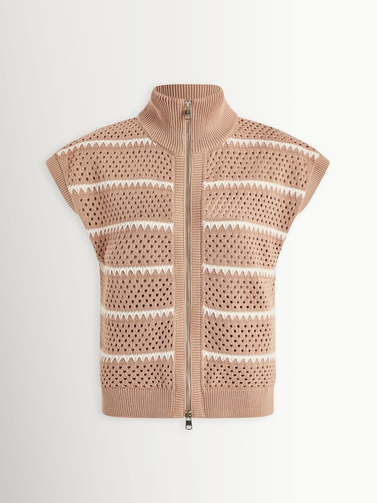 Varley Light Taupe Haney Zip Through Knit Jumper - Image 9 of 9 Varley Light Taupe Haney Zip Through Knit Jumper - Image 9 of 9