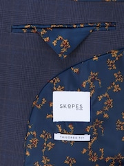 Skopes Blue Guildford Suit Soft Touch Tailored Fit Check Jacket - Image 5 of 5