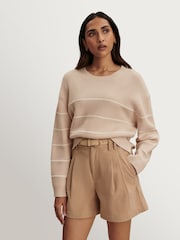 Varley Oat Milk Meryl Stripe Knit Sweater - Image 1 of 9