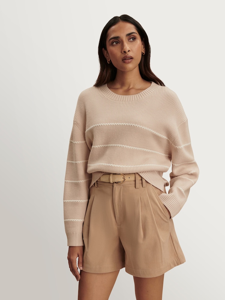 Varley Oat Milk Meryl Stripe Knit Sweater - Image 1 of 9