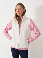 Crew Clothing Natural Micro Fleece Zip Curved Edge Gilet - Image 1 of 5