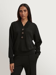 Varley Black Lucine Button Front Sweat Top - Image 2 of 8