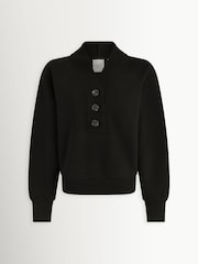 Varley Black Lucine Button Front Sweat Top - Image 8 of 8