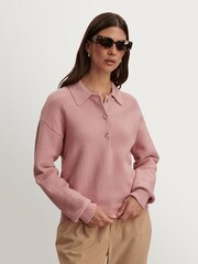 Varley Zephyr Mauve Marlie Polo Knit Sweater - Image 7 of 11