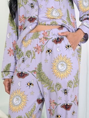 Chelsea Peers Purple Moonlit Forest Print Long Pyjamas Set - Image 4 of 7